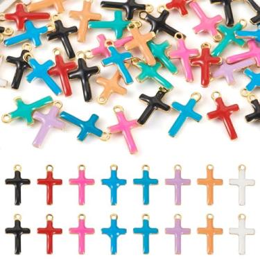 Imagem de Pingentes de cruz 304 pingentes de cruz de aço inoxidável 304 pingentes coloridos pingente de cruz pingentes de brinco para pulseira faça você mesmo, colar, brincos, fazer joias, porta-chaves