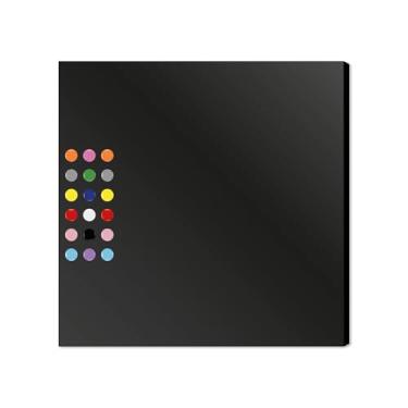 Imagem de Painel p/Fotos, Recados, Notas + 48 Imãs 75x75- Mural Metálicos Para Imãs (Preto)