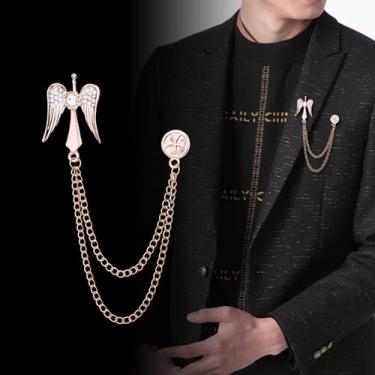 Imagem de Broche de anjo dourado broche de lapela de diamante CZ broche de cristal crachá terno corrente de pendurar acessórios de terno para uso diário, 1 count (pack of 1), Liga de aço, Zircônia cúbica