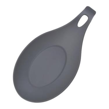 Imagem de Pacote com 3 descansos de colher - suporte de utensílios de cozinha TPE resistente ao calor de silicone (cinza)
