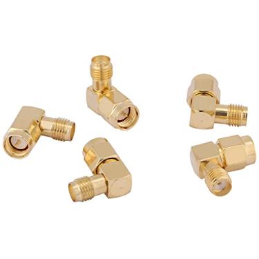 Imagem de Eujgoov 5 Pacote ângulo Reto 90 Graus Sma Macho para Fêmea Rf Coaxial Adaptador Conector para Rádio Wifi Antena Conexão de Sinal Coaxial