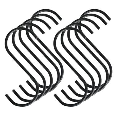 Imagem de Ganchos antiderrapantes em forma de S, 10 peças, gancho de pendurar preto resistente, ganchos de metal multiuso para cozinha, oficina, banheiro e jardim