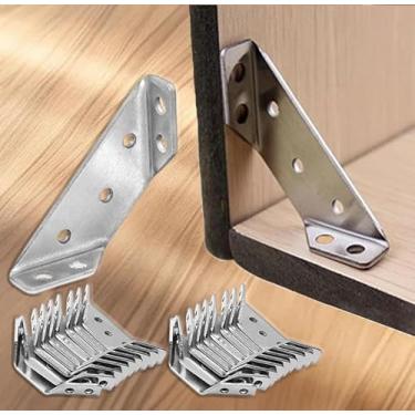 Imagem de Conector universal de canto para móveis, 5 peças, conector de fixação angular, moldura de suporte de triângulo de móveis com parafuso suporte de canto de aço inoxidável para prateleira de armário e
