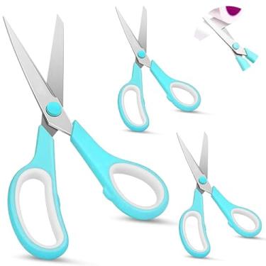 Imagem de Generic Tesoura básica, uso geral de 21 cm, pacote com 3, extra afiada, aço inoxidável, azul