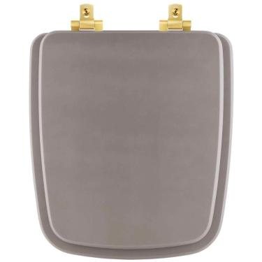 Imagem de Assento Sanitário Mdf Soft Close Boss Stone (Cinza Fosco) Para Vaso Incepa Com Ferragem Dourada