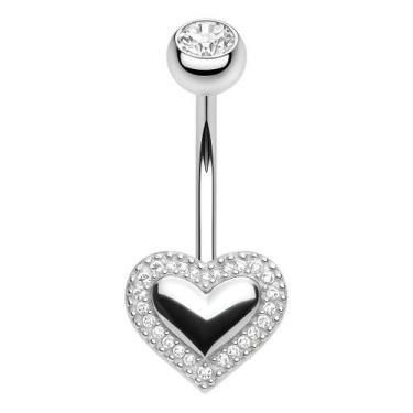 Imagem de Piercing De Prata 925 De Umbigo Coração Com Pedras Zircônia - NoBrand
