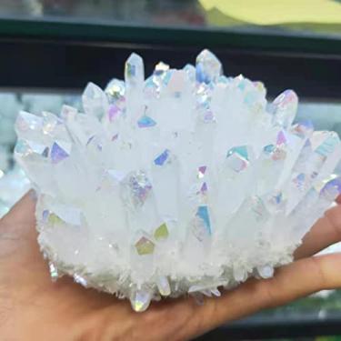Imagem de URMIBDAI Cheio de textura cristal natural quartzo branco natural aglomerado de cristal de rocha amostra anjo aura flores estética quarto decoração fantástica joia indie pedra (tamanho: 700-800g)