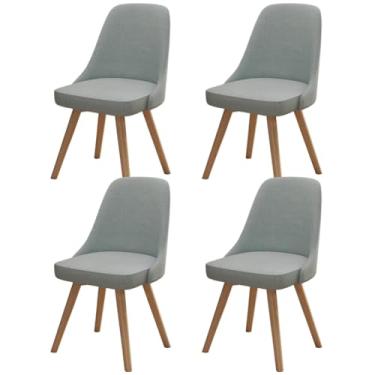 Imagem de Cadeiras de jantar ergonômicas giratórias de couro 360° estofadas cadeiras de sala de estar azul cadeiras de mesa de jantar para sala de jantar, quarto ou escritório, conjunto de 6