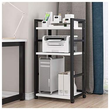 Imagem de Suportes de impressora Suporte de impressora de mesa multicamadas estantes de chassi de mesa móveis impressão copiadora rack tudo em um como prateleira de armazenamento, prateleira de livros