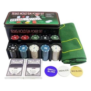 Imagem de Conjunto de fichas de pôquer | Texas Hold 'Em - Jogo antiderrapante resistente ao desgaste para uso profissional em casa, festas noturnas e viagens