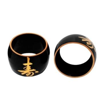 Imagem de Porta Guardanapo Preto Com Ideograma Japonês Dourado - AC