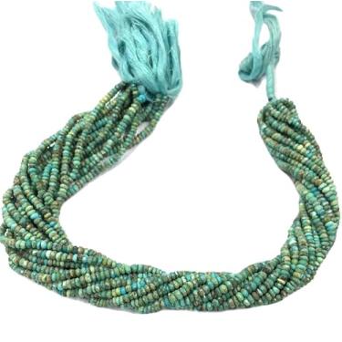 Imagem de Lady Works Fio de pedra natural turquesa Arizona de 33 cm, contas facetadas rondelle de 3 mm para fabricação de joias DIY. | Beads_00852, azul