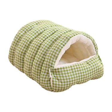 Imagem de Ｂｅｓｇａ Cama tipo casinha para gatos e cachorros com almofada autoaquecida, aconchegante e macio para filhotes, cães de pequeno porte gatos de interior, Verde, M