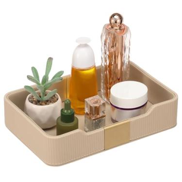 Imagem de Bandeja organizadora de couro PU, organizador de mesa, bandeja decorativa pequena de luxo, bandeja decorativa à prova de arranhões para controle remoto, chaves, telefone, carteira, relógio, joias
