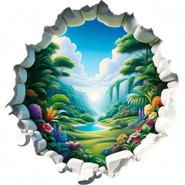 Imagem de MaiKeAYang Decalques de parede 3D murais removíveis vinil paredes decorações céu azul e nuvens brancas vale para sala de estar, quartos de bebê, quarto, banheiro, casa, parede, decoração DIY