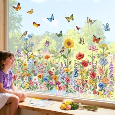 Imagem de decalmile Adesivos adesivos de janela dupla face flores silvestres flores silvestres flores silvestres portas de vidro anticolisão adesivos de janela