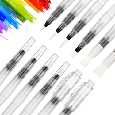 Imagem de AmazingSpark Conjunto de 60 canetas de pincel de água, 3 tamanhos, recarregáveis, pincel de desenho de água para tinta acrílica e guache, inclui estilos pontiagudos e de ponta plana (transparente)