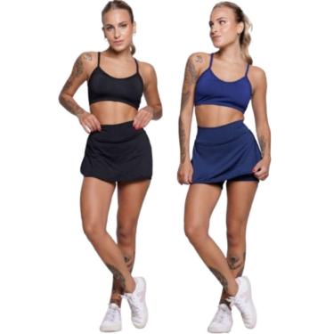 Imagem de KIT 2 Conjunto Top Alça Fina E Short Saia Serra e Mar Roupa Para Academia Treino Moda Fitness-Feminino