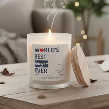 Imagem de Nuanchu Presentes de advogado para mulheres e homens, Best Lawyer Ever Vela perfumada de lavanda 255 g presente de formatura para futuros advogados, decoração de escritório de advocacia, Natal