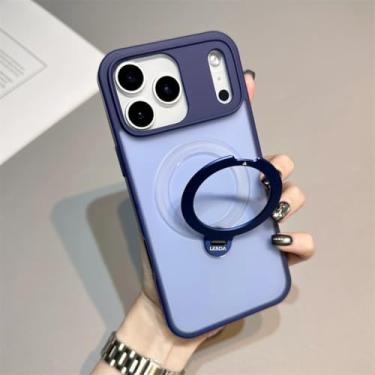 Imagem de Capa com suporte magnético e anel de toque suave para iPhone 17 Air 16 15 14 Plus 13 12 11 Pro Max (para iPhone 16e/Azul Marinho)