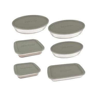 Imagem de Conjunto de Assadeiras em Vidro com Tampa Plástica Marinex – 6 Peças