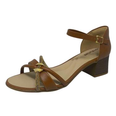 Imagem de Sandalia Feminina Salto Medio Bloco Macia Leve Comfortflex