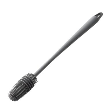 Imagem de Escova Silicone Para Limpeza De Garrafas e Mamadeiras, Jarras Cabo Longo Cinza Limpeza Profunda Higiene