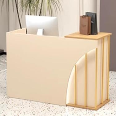 Imagem de Balcão frontal com gavetas com trava, mesa de recepção com balcão, balcão de recepção simples para sala de recepção, saguão, salão de beleza, varejo, balcão de caixa para loja, clínica e oficina