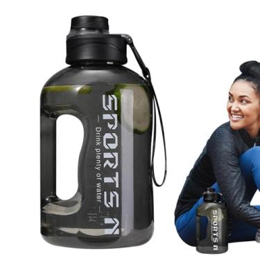 Imagem de Garrafa de água esportiva – Copo reutilizável à prova de derramamento de 1700 ml | Grande garrafa de água esportiva com alça, para adultos, mulheres, homens, academia, atividades ao ar livre, viagens