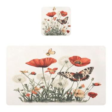 Imagem de Burbuja Jogo americano conjunto de 2, tapetes de mesa de cozinha antiderrapantes e resistentes ao calor à prova d'água para mesa de jantar, laváveis, 30,5 x 45,7 cm