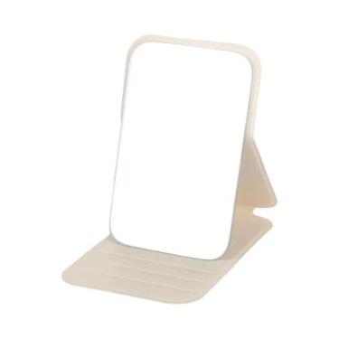 Imagem de Espelho De Maquiagem Portátil E Dobrável Em Couro PU, Espelho Compacto