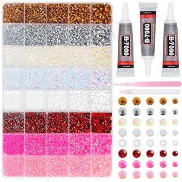 Imagem de Kit deslumbrante de strass de 30.000 peças, rosa, branco, vermelho, prata dourada, strass para deslumbramento, pedras planas de 2/3/4/5/6 mm para artesanato, kit deslumbrante para roupas, sapatos