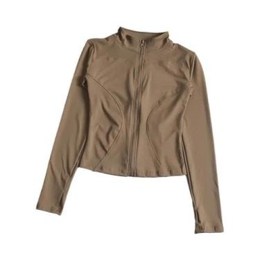 Imagem de Jaqueta Esportiva Feminina De Manga Longa Com Zíper Para Yoga E Fitnes