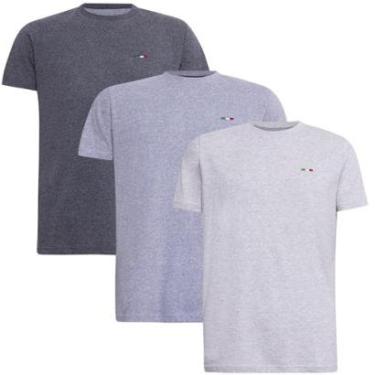 Imagem de Kit 3 Peças Camisetas Básicas Masculina FMF em Algodão Premium no Estilo Clássico Bordado Itália-Masculino