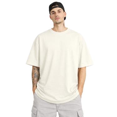 Imagem de Camiseta Oversized de Algodão Masculina Ideal para Academia e Esportes Gola Redonda Lisa-Masculino