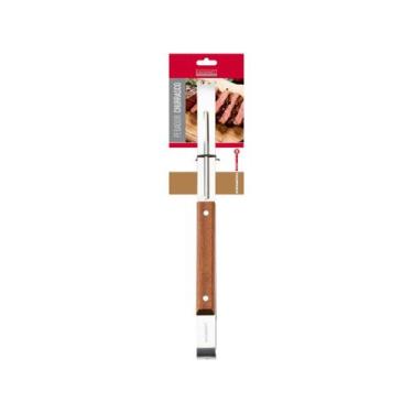 Imagem de Garfo Pegador Pinça Churrasco 33CM Cabo de Madeira Inox Etilux - Waste