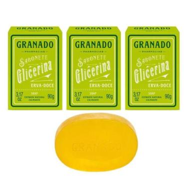 Imagem de Kit 3 Sabonete Em Barra Vegetal De Glicerina Erva Doce Granado 90g