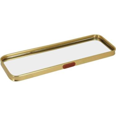 Imagem de Bandeja Espelhado Metal 3x30x10cm Dourado - NH
