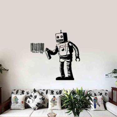 Imagem de Adesivo de parede Robot Creative, decalque removível para quarto - tai