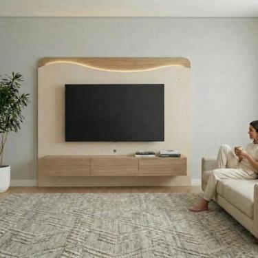 Imagem de Painel Lumiere para Sala de Estar - ARTELY, Carvalho | Off White