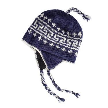 Imagem de Gorro KOSHI de Lana Sherpa Tejido a Mano para Invierno, Color Azul Mar
