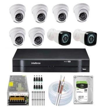 Imagem de Kit 8 Câmeras Segurança Full HD, 1080p + DVR Intelbras 8ch + HD 2TB