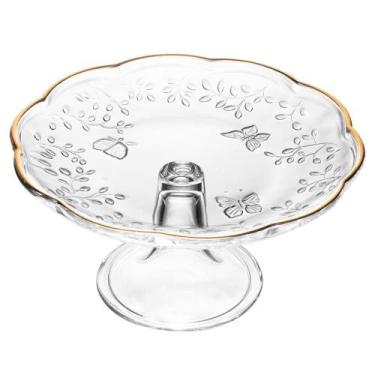 Imagem de Prato para Bolo com Pé New Butterfly com Fio de Ouro 19cm - Lyor