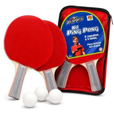 Imagem de Kit Jogo Tênis De Mesa Infantil 2 Raquetes 3 Bolinhas + Bolsa Portátil