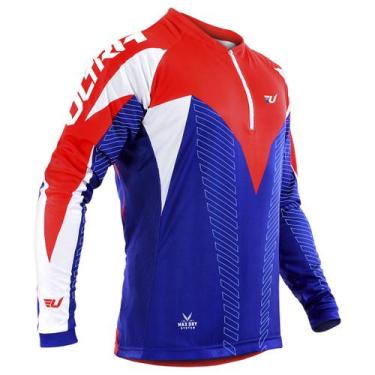 Imagem de Camisa Ciclismo Manga Longa Ultra Bikes Max Dry, Azul, Vermelho, M