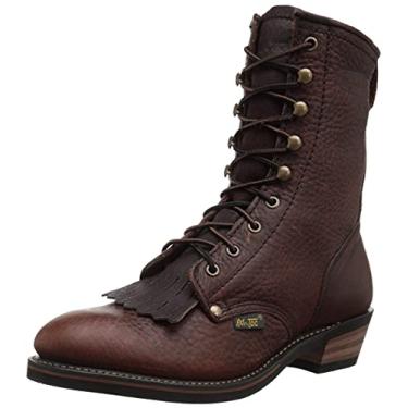 Imagem de Botas masculinas de trabalho com cadarço de couro empacotado de 22,86 cm da AdTec para homens, castanho - bico macio liso, botas de caminhada masculinas moderadas, Castanho, 10 Wide