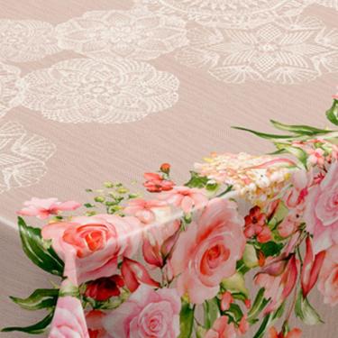 Imagem de Toalha De Mesa Térmica Pvc Renda Floral 1,40 X 1,40
