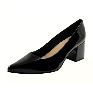 Imagem de Scarpin Salto Baixo Grosso Luiza Sobreira Verniz Preto Mod. 1363