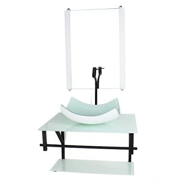 Imagem de GABINETE DE VIDRO PARA BANHEIRO 60CM AP CUBA RETANGULAR CURVADA BRANCO FULL