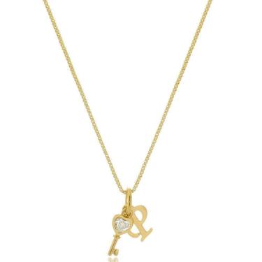 Imagem de Colar Personalizado Chave Com Ponto De Luz Em Zircônia E Ini